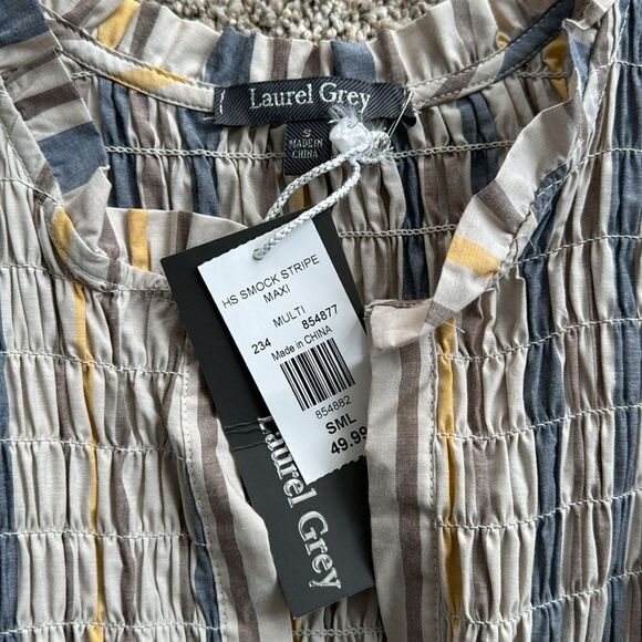 NWT LAUREL GREY SMOCK STRIPE MAXI DRESS BUTTON DOWN SIZE S/M - Picture 3 of 4